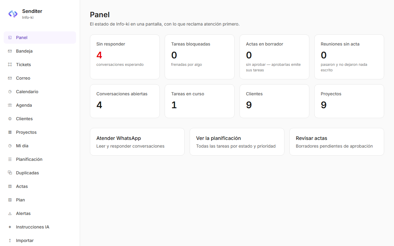 El panel de inicio